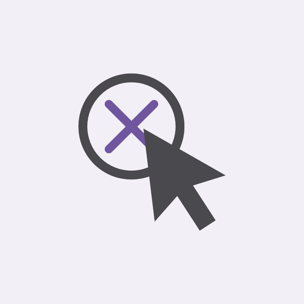 computer mouse clicking on an x